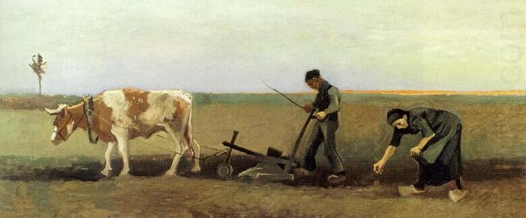 Planting potatoes, Vincent Van Gogh